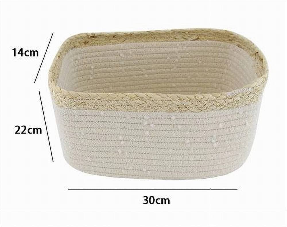 CESTINO PORTA BIANCHERIA OGGETTI IN VIMINI INTRECCIATO BICOLORE 30X22X14CM 10676 - 2