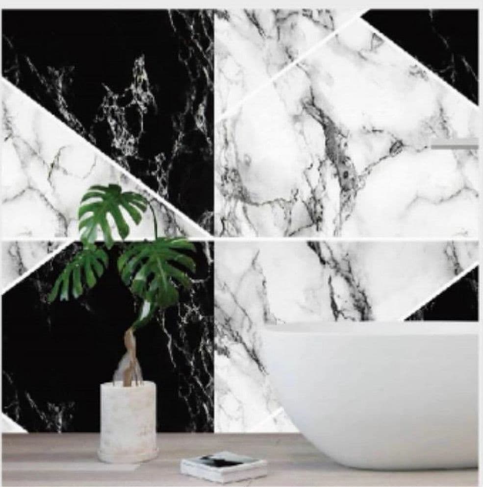 PANNELLO ADESIVO EFFETTO MARMO BIANCO NERO PARETI PARASCHIZZI 300 X 60 CM STANZA - 3
