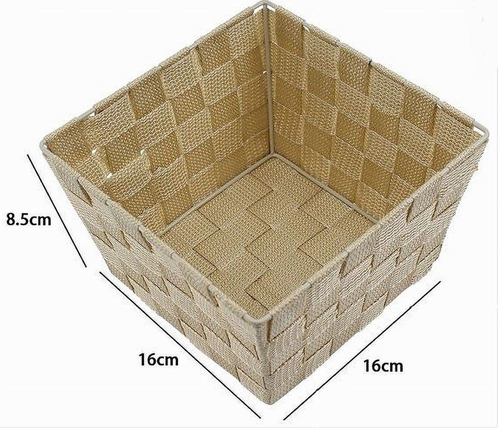PORTA OGGETTI ORGANIZER BAGNO CAMERA CUCINA IN TESSUTO BEIGE 16X16X8.5 CM 79003 - 2