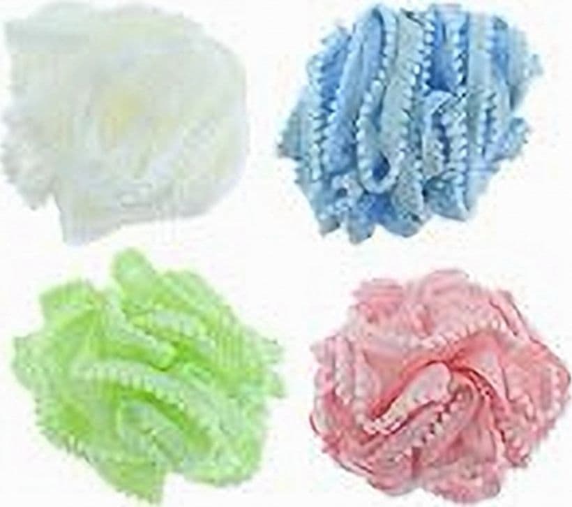 SPUGNA RETINA DOCCIA BAGNO SPUGNETTA A RETE CON POMPON PIZZO PELLE CORPO 10684 - 4