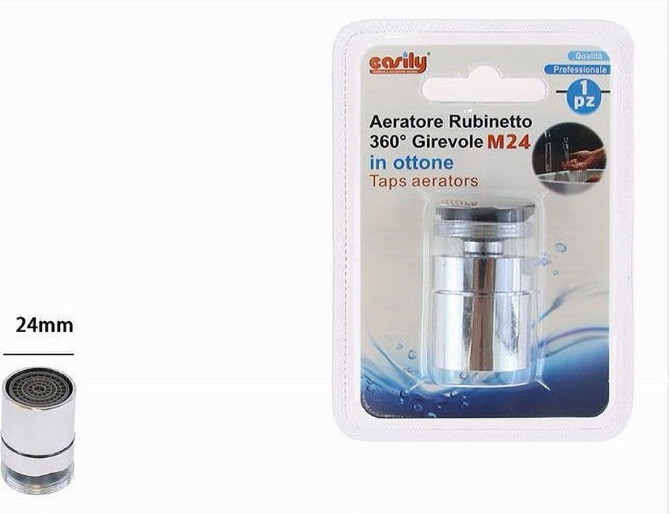 AERATORE ROMPIGETTO RUBINETTO 360° GIREVOLE M24 CON SNODO PER BIDET OTTONE 69169 - 2