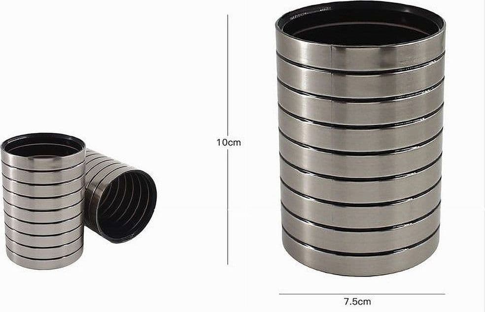 BICCHIERE PORTA SPAZZOLINI DA DENTI ARGENTO A RIGHE MODERNO ARREDO BAGNO 10390 - 3