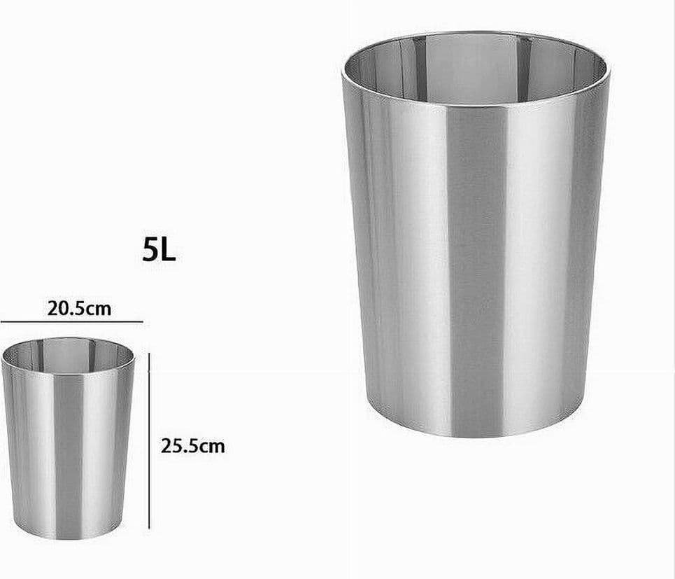 PATTUMIERA ACCIAIO 5 LITRI BIDONE CESTINO SPAZZATURA BAGNO CUCINA CROMATO 87462 - 2