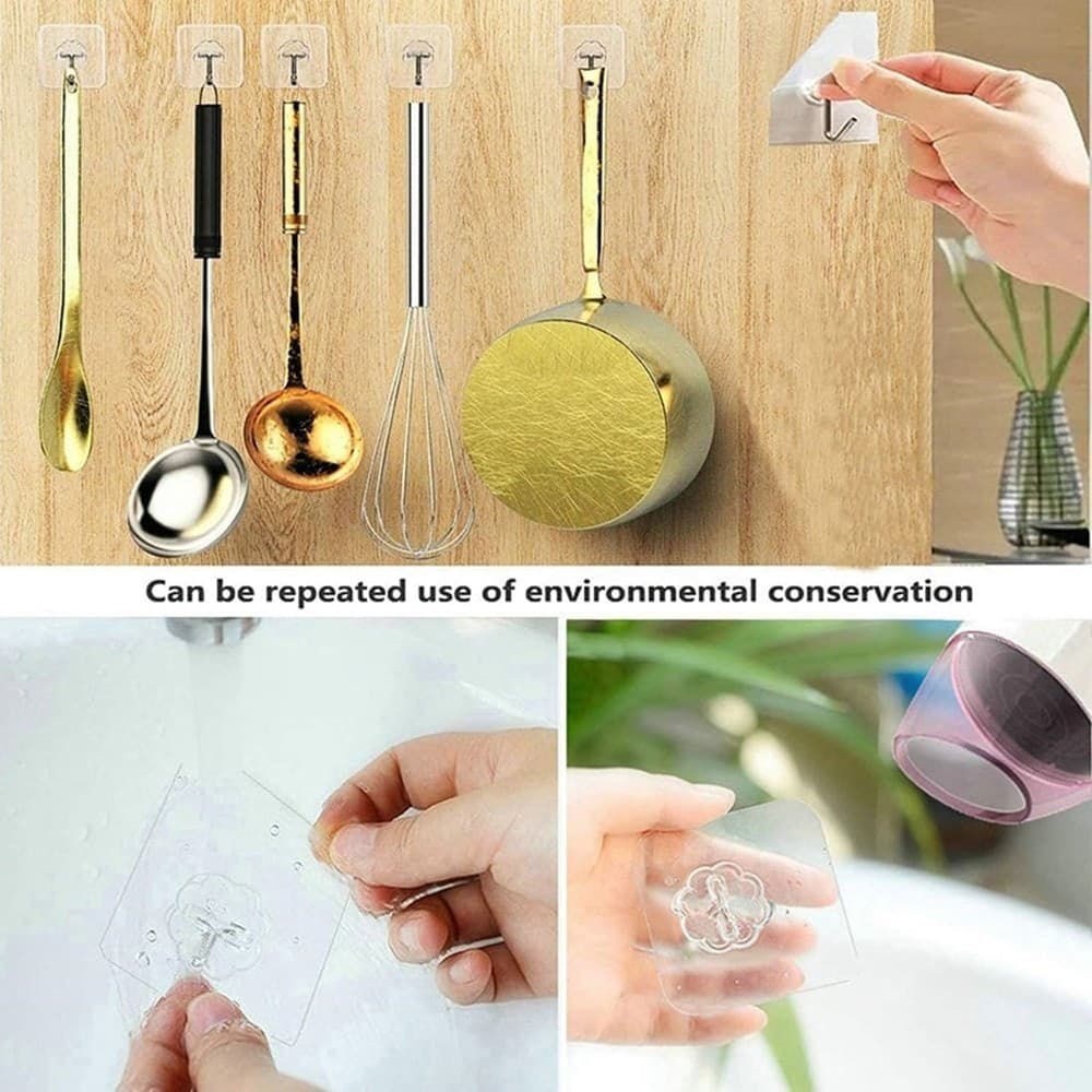 SET 2PZ GANCI ADESIVI APPENDI STROFINACCI ASCIUGAMANI ACCAPPATOIO BAGNO CUCINA 87756 - 4