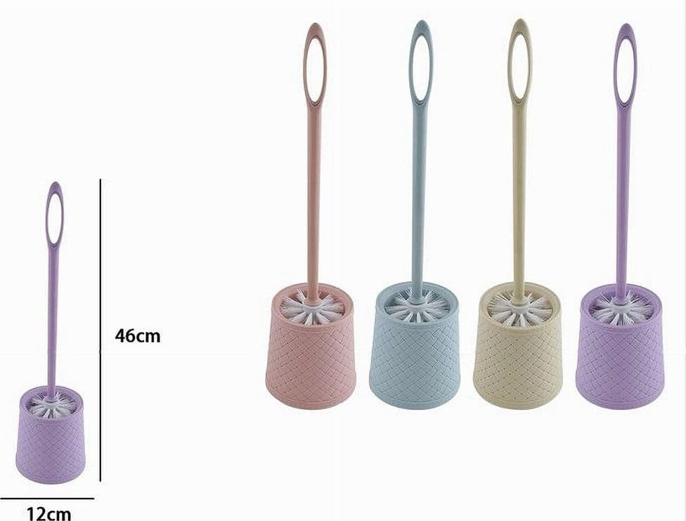 PORTASCOPINO COLORATO INTRECCIO RIGATO PER BAGNO WC TOILETTE CON SCOPINO 87268 - 2