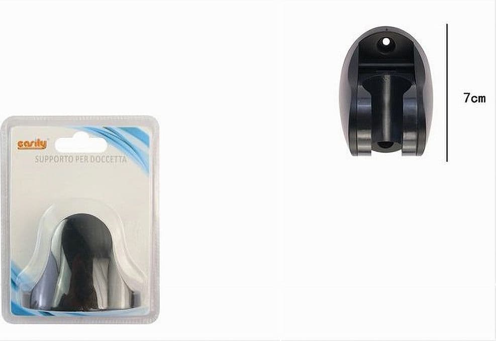 SUPPORTO STAFFA PORTA DOCCETTA DOCCIA SOFFIONE A MURO NERO UNIVERSALE 7CM 87139 - 2