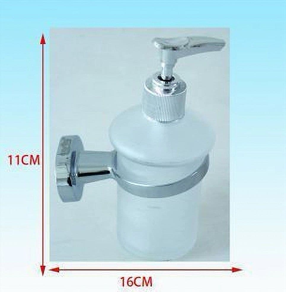 DISPENSER PER SAPONE LIQUIDO ACCIAIO VETRO FISSAGGIO A PARETE PORTASAPONE 52437A - 3