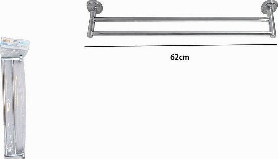 PORTASCIUGAMANI PORTA ASCIUGAMANO DOPPIO CROMATO 60CM ACCESSORI BAGNO OVAL 52001 - 2