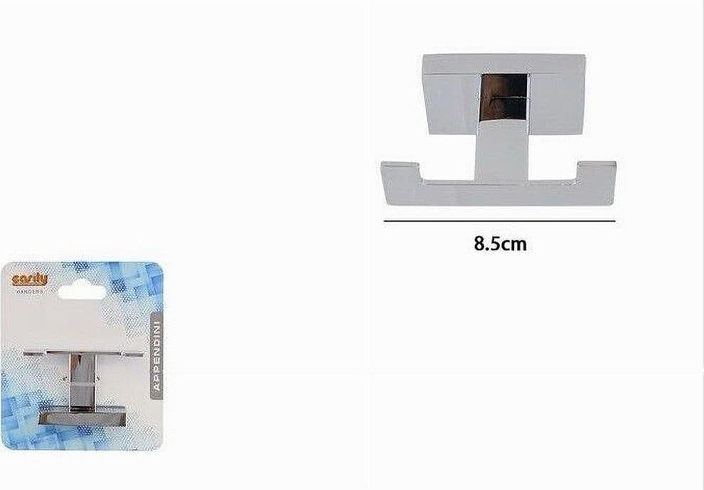 APPENDINO GANCIO DOPPIO DA MURO PORTA ASCIUGAMANI ACCAPPATOI CROMATO BAGNO 87211 - 4
