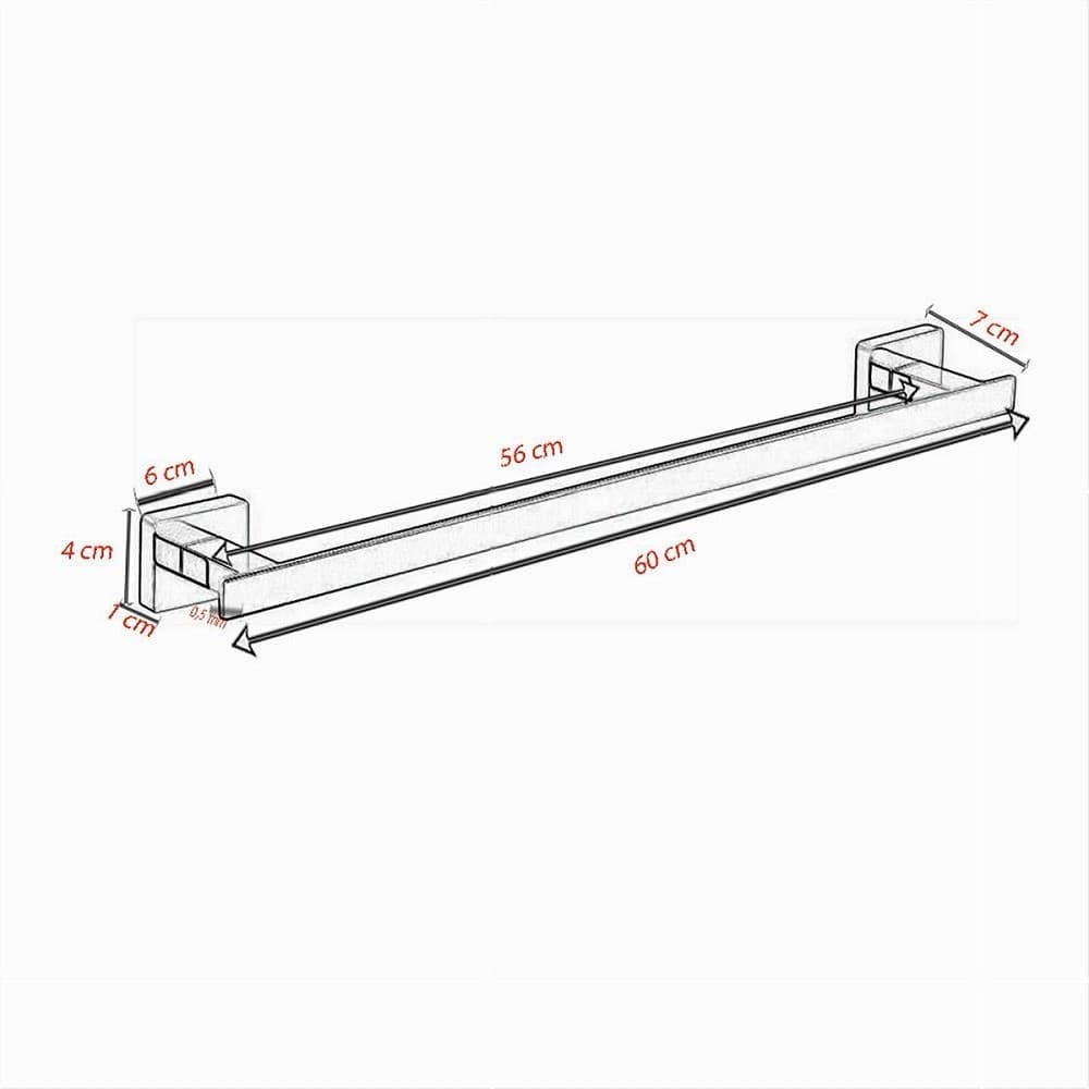 PORTA ASCIUGAMANO ACCIAIO MODERNO FISSAGGIO PARETE ARREDO BAGNO CUBO 60 CM 87212 - 4