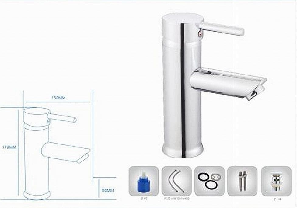 RUBINETTO BAGNO CROMATO LUCIDO MISCELATORE ORIENTABILE LAVABO A CANNA BASSA 87386 - 6