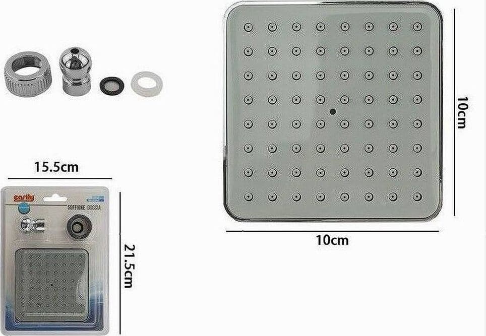 SOFFIONE PER DOCCIA QUADRATO 10 CM UGELLI FORI BAGNO MISCELATORE ATTACCHI 69282 - 2