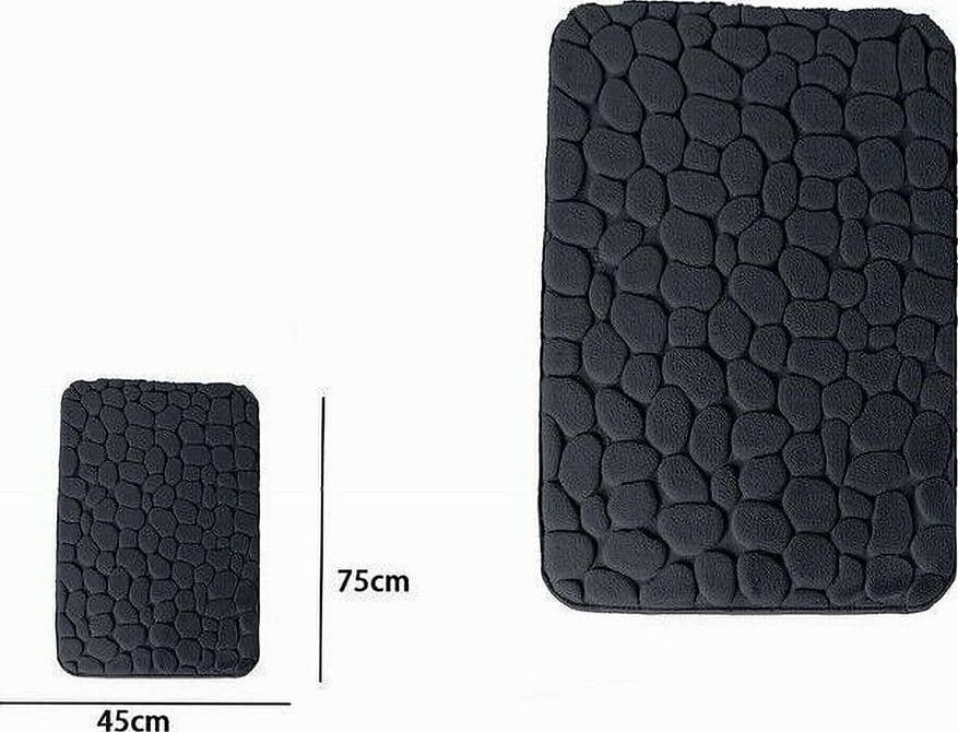TAPPETO TAPPETINO IN TESSUTO PER BAGNO ARREDO 45X75 CM EFFETTO SASSI NERO 69770 - 2