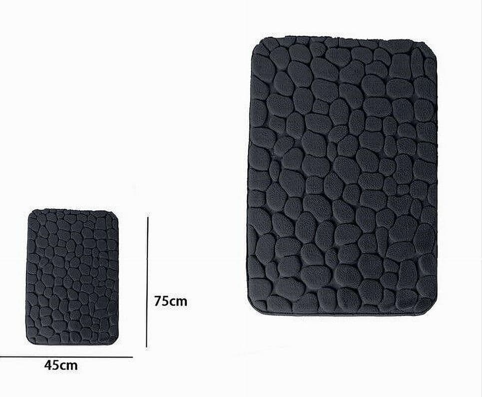 TAPPETO TAPPETINO IN TESSUTO PER BAGNO ARREDO 45X75 CM EFFETTO SASSI NERO 69770 - 2