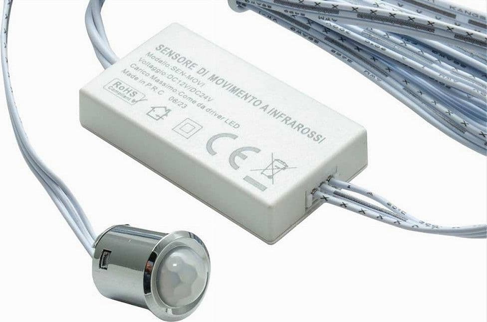 SENSORE INTERRUTTORE INFRAROSSI PASSAGGIO PIR LUCI STRIP LED MOBILI 12/24V SEN-MOVI - 6
