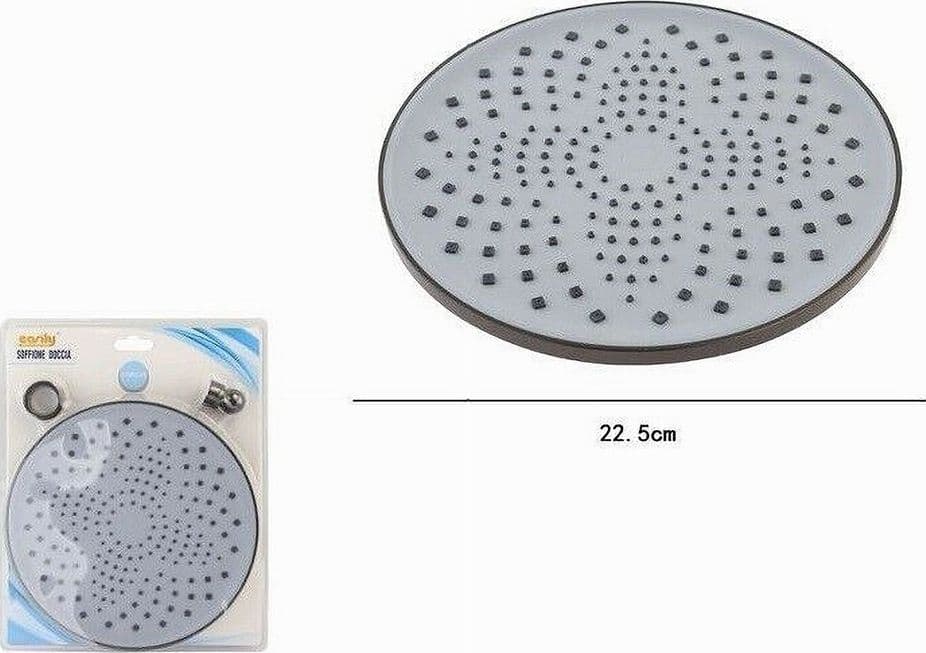 SOFFIONE DOCCIA TONDO IN ABS 22,5 CM UGELLI FORI BAGNO MISCELATORE FILTRO 87133 - 4