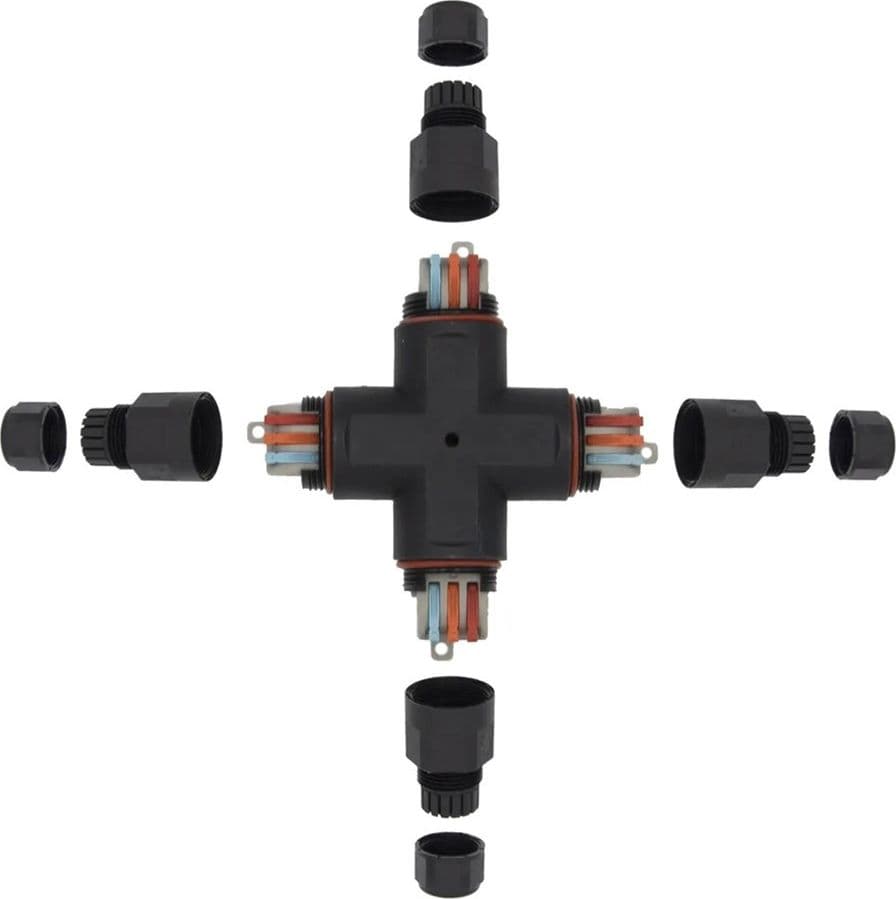 CONNETTORE DI GIUNZIONE STAGNA GIUNTO CAVI FORMA DI X IMPERMEABILE IP68 16A CN-X - 5