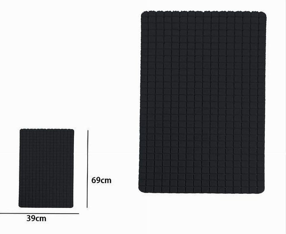 TAPPETO TAPPETINO ANTISCIVOLO PER BAGNO ARREDO 69X39CM NERO CON QUADRATINI 69775 - 2