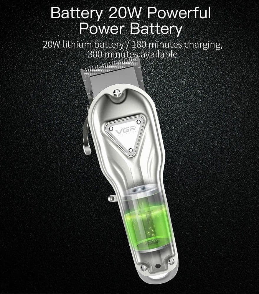 TAGLIACAPELLI ELETTRICO BATTERIA RICARICABILE PROFESSIONALE CON/SENZA CAVO V-133 - 12