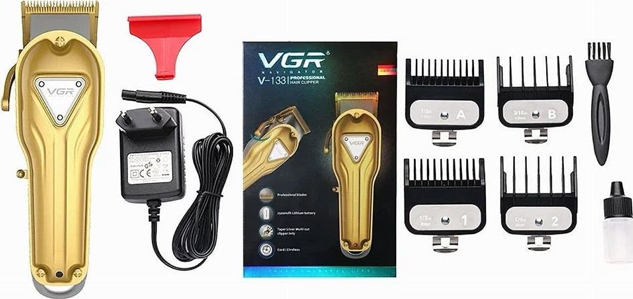 TAGLIACAPELLI ELETTRICO BATTERIA RICARICABILE PROFESSIONALE CON/SENZA CAVO V-133 - 9