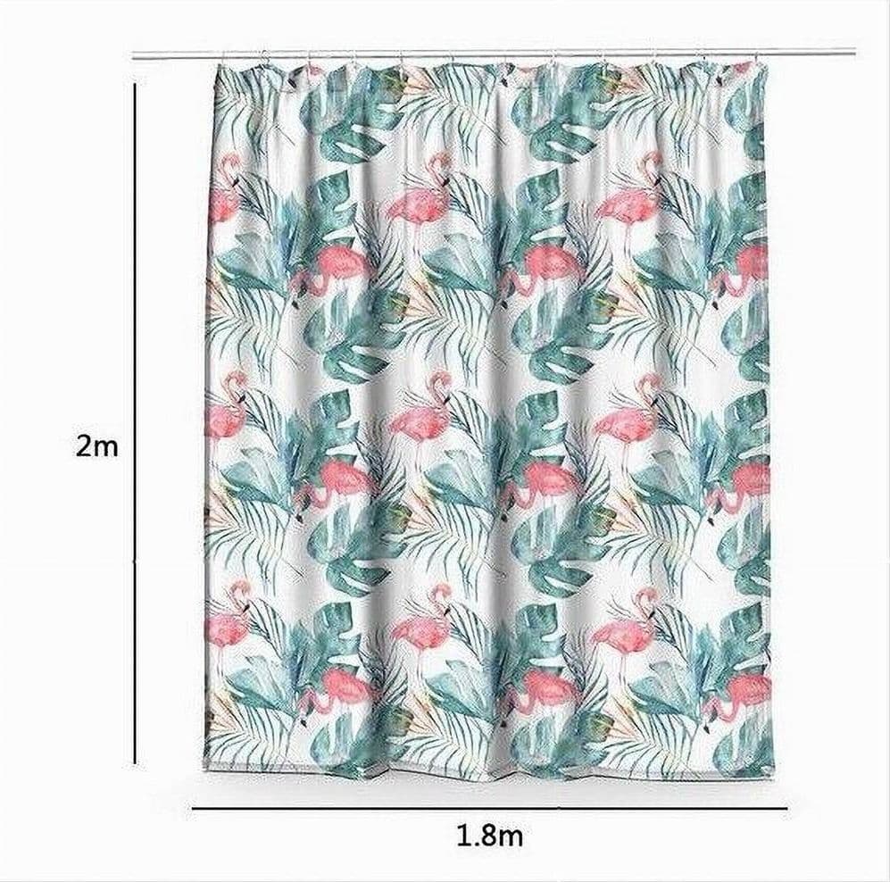 TENDA DOCCIA ANTIMUFFA IMPERMEABILE 180X200CM CON ANELLI BAGNO FENICOTTERI 69957 - 2