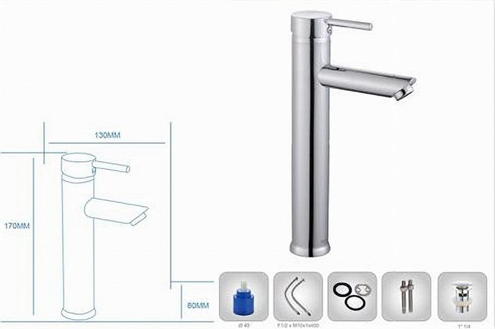 RUBINETTO BAGNO CROMATO LUCIDO MISCELATORE ORIENTABILE LAVABO A CANNA ALTA 87388 - 6