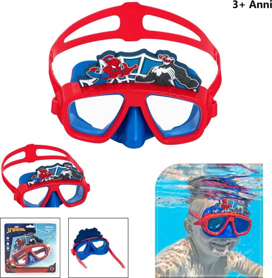 MASCHERA SUBACQUEA SPIDERMAN PER BAMBINI REGOLABILI NUOTO PISCINA MARE ESTATE 3+ - 2