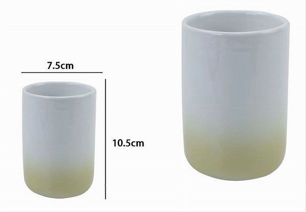 BICCHIERE PORTASPAZZOLINI DENTIFRICIO BIANCO GIALLO ARREDO BAGNO ACCESSORI 59903 - 3