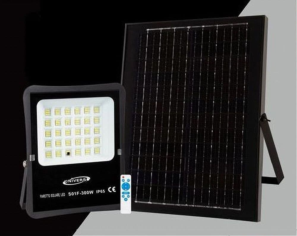 FARETTO FARO LED SOLARE 300W TELECOMANDO IP65 LUCE BIANCA FREDDA 6500K S01F-300W - 3