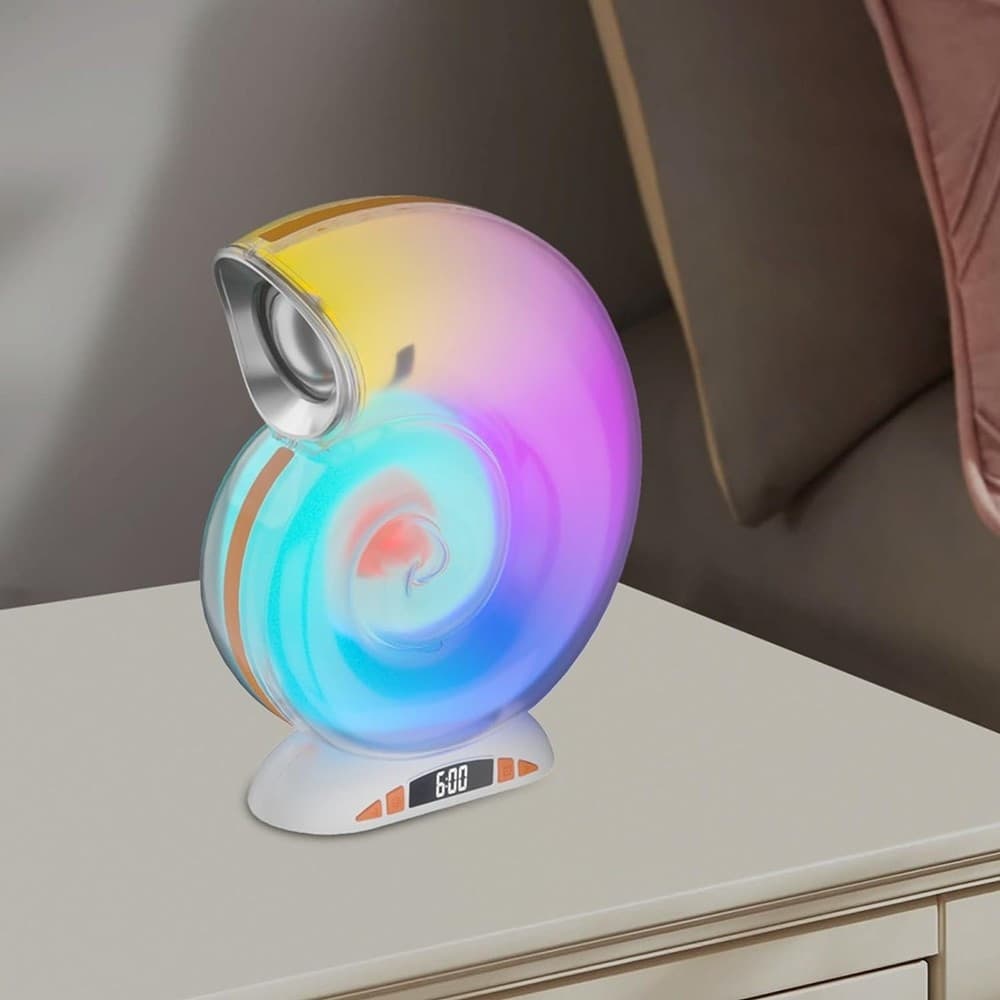 LAMPADA CARICABATTERIE WIRELESS ALTOPARLANTE PORTATILE LUCE NOTTURNA CONCHIGLIA - 14