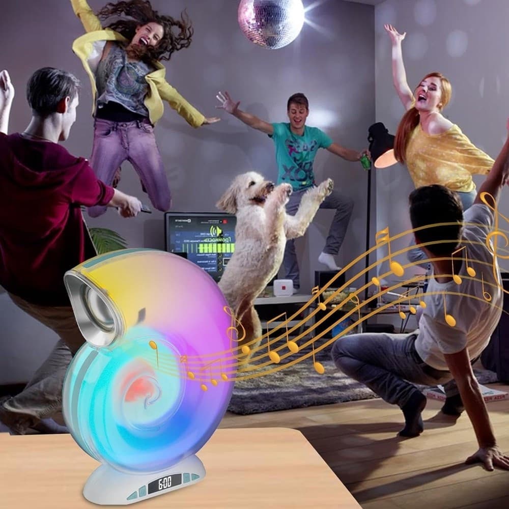 LAMPADA CARICABATTERIE WIRELESS ALTOPARLANTE PORTATILE LUCE NOTTURNA CONCHIGLIA - 17