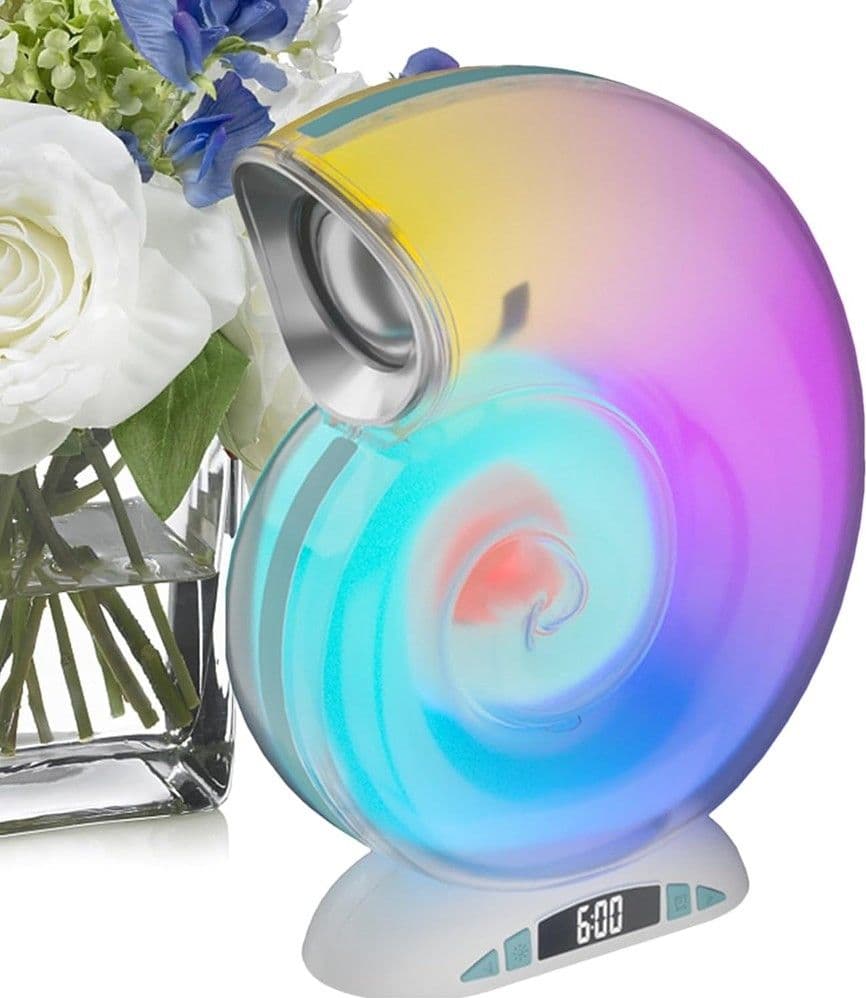 LAMPADA CARICABATTERIE WIRELESS ALTOPARLANTE PORTATILE LUCE NOTTURNA CONCHIGLIA - 18