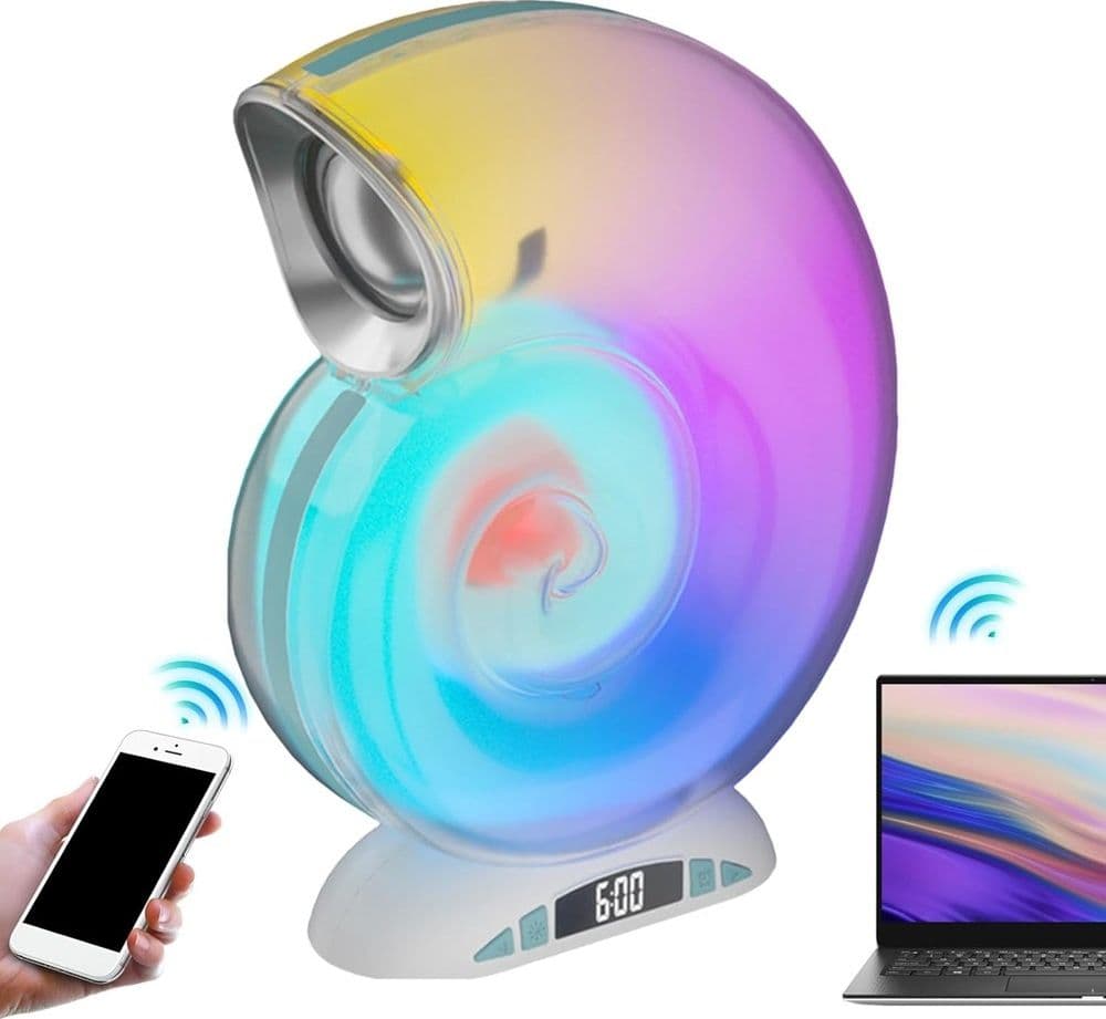 LAMPADA CARICABATTERIE WIRELESS ALTOPARLANTE PORTATILE LUCE NOTTURNA CONCHIGLIA - 22