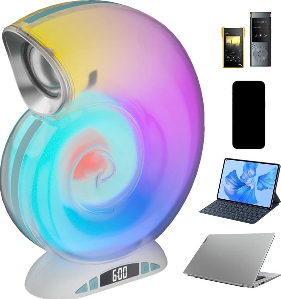 LAMPADA CARICABATTERIE WIRELESS ALTOPARLANTE PORTATILE LUCE NOTTURNA CONCHIGLIA - 23
