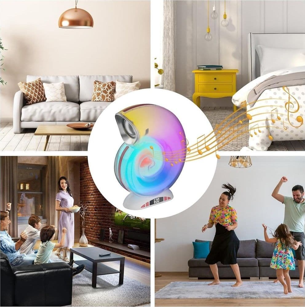 LAMPADA CARICABATTERIE WIRELESS ALTOPARLANTE PORTATILE LUCE NOTTURNA CONCHIGLIA - 26