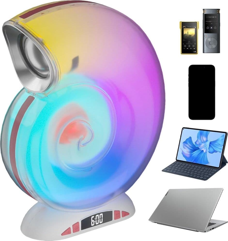 LAMPADA CARICABATTERIE WIRELESS ALTOPARLANTE PORTATILE LUCE NOTTURNA CONCHIGLIA - 28