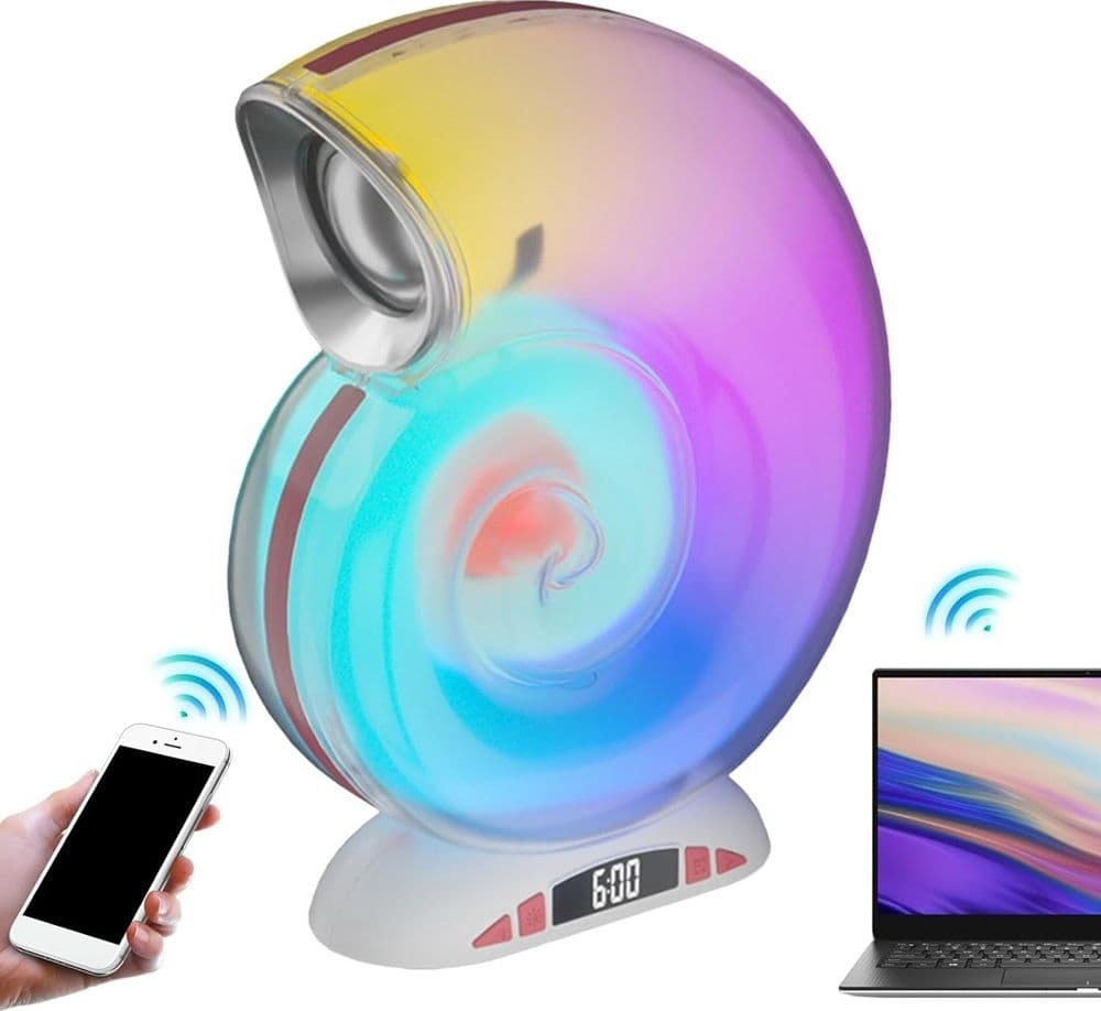 LAMPADA CARICABATTERIE WIRELESS ALTOPARLANTE PORTATILE LUCE NOTTURNA CONCHIGLIA - 29