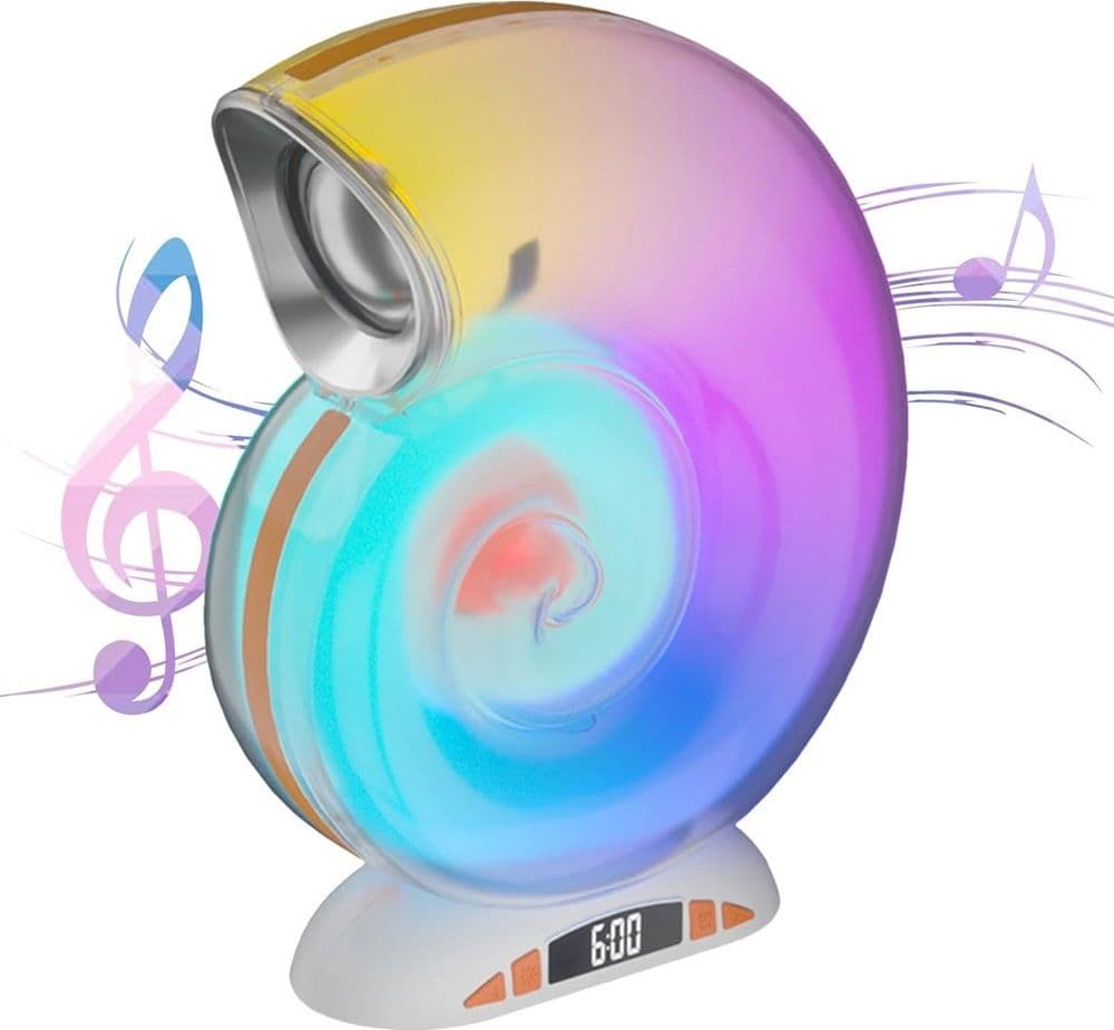 LAMPADA CARICABATTERIE WIRELESS ALTOPARLANTE PORTATILE LUCE NOTTURNA CONCHIGLIA - 10
