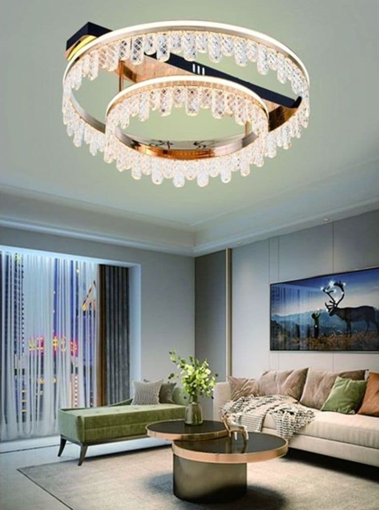 PLAFONIERA LAMPADARIO DA SOFFITTO LED DORATA 72 W 3 COLORAZIONI DI LUCE PN-30-3C - 3