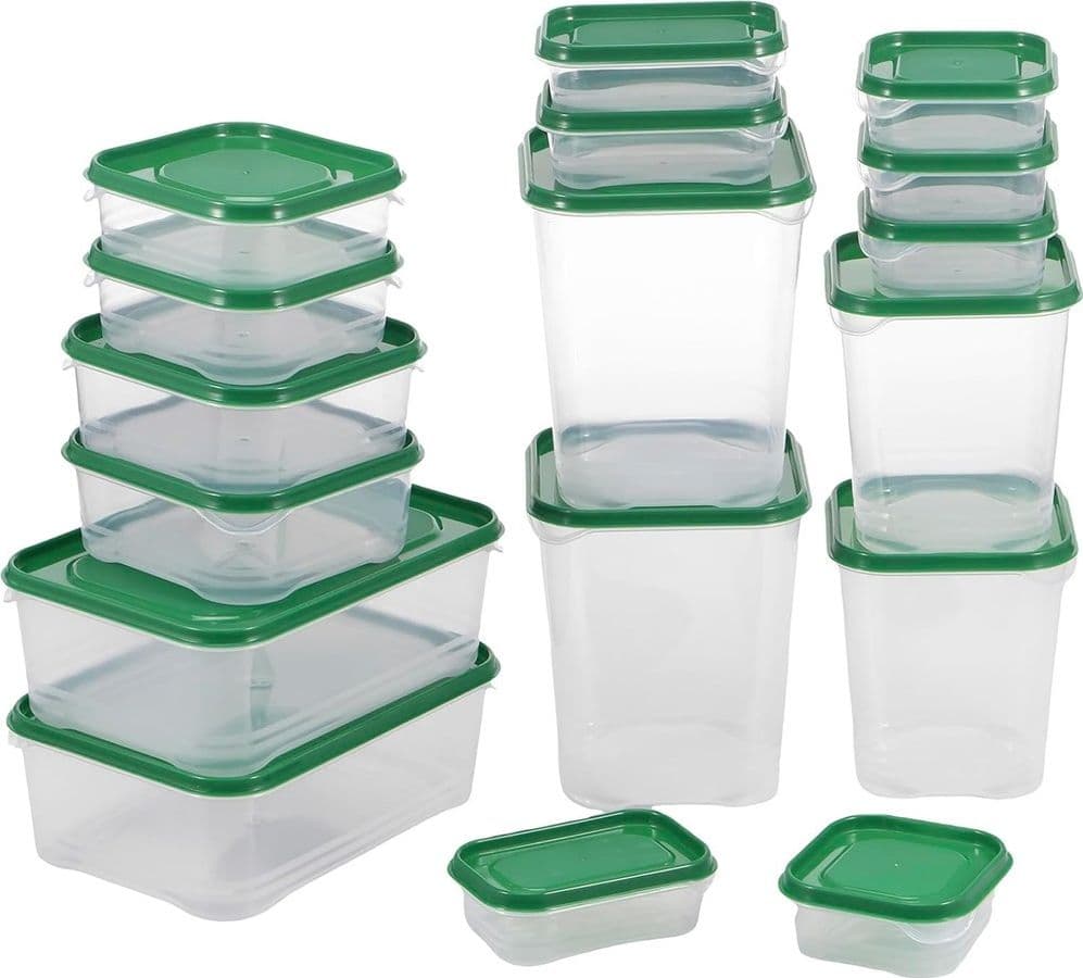 SET 17PZ CONTENITORI PER ALIMENTI CON COPERCHIO IMPILABILI TRASPARENTI MICROONDE - 9