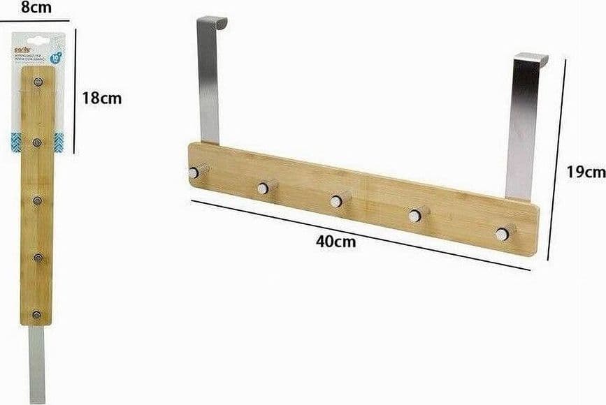 APPENDIABITI PER PORTA IN METALLO LEGNO CON 5 POSTI GANCI GIACCHE VESTITI 79551 - 2