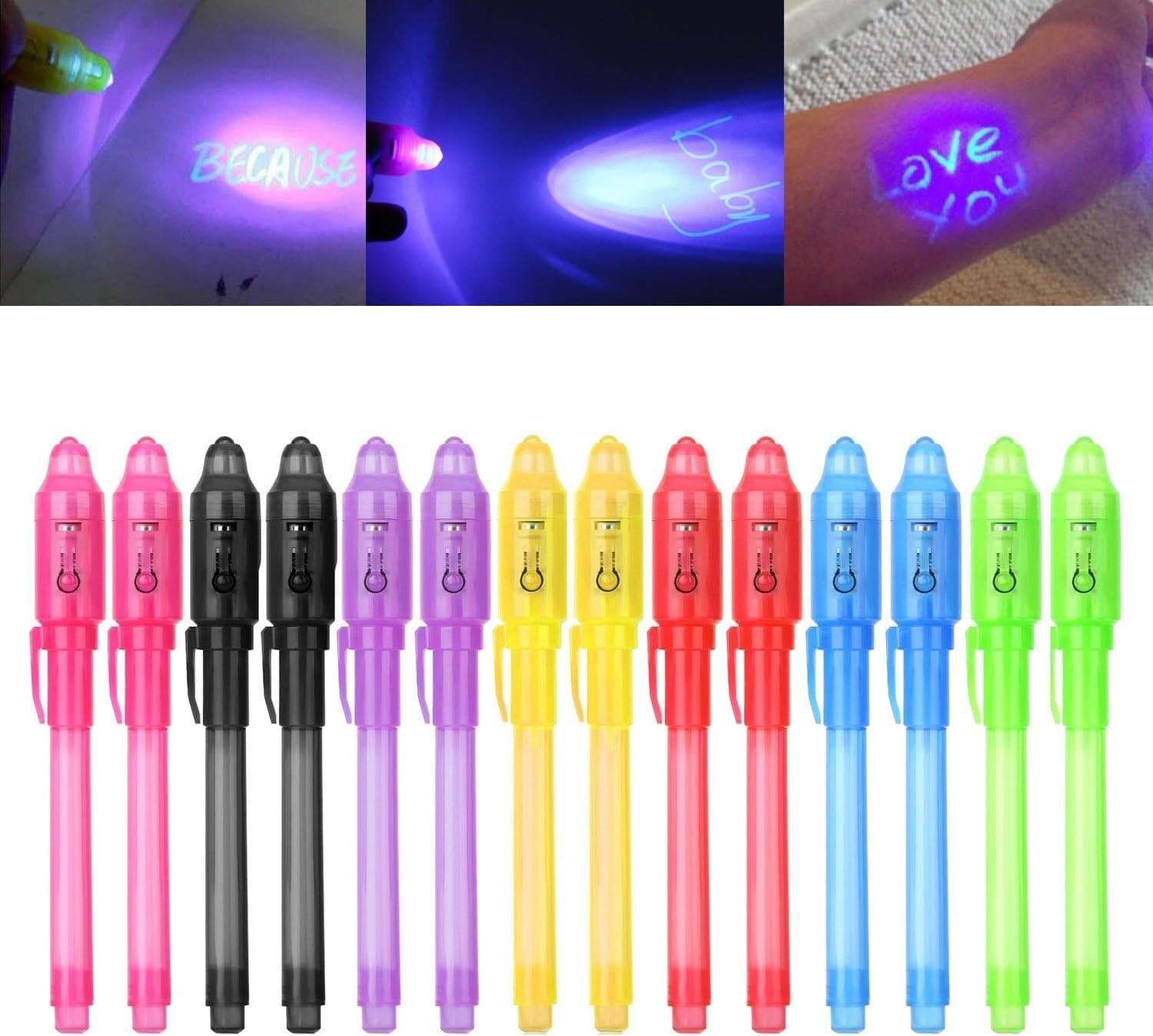 PENNA MAGICA AD INCHIOSTRO INVISIBILE SET 2 PENNE VISIBILE CON LUCE UV GADGET - 6