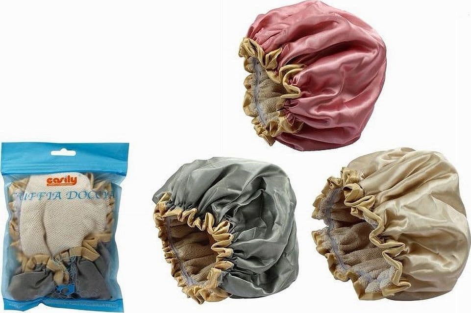 CUFFIA PER DOCCIA BAGNO ELASTICO BORDINO COLORATO LUCIDO PROTEGGE CAPELLI 79524 - 2