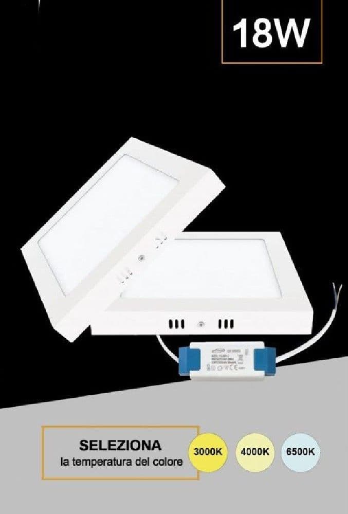PLAFONIERA PANNELLO LED QUADRATO 18 WATT CCT TRE COLORAZIONE DI LUCE P225B-Q3C - 10