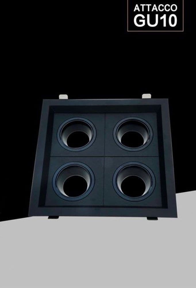PORTA FARETTO QUADRUPLO ORIENTABILE INCASSO NERO PER LAMPADINE GU10/GU5.3 P33-N4 - 3