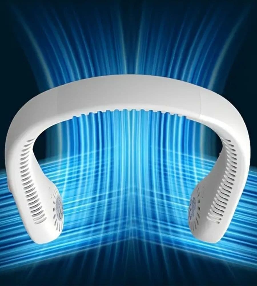 VENTILATORE DA COLLO PORTATILE DISPLAY 5 LIVELLI VELOCITÀ RICARICABILE USB SPORT - 9