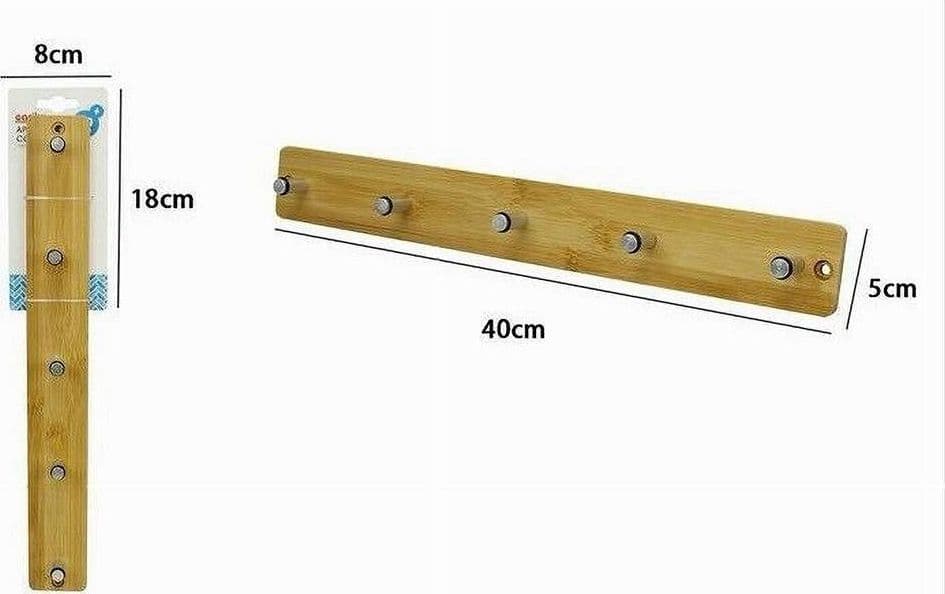 APPENDIABITI APPENDINO PARETE METALLO LEGNO 5 POSTI GANCI GIACCHE VESTITI 79548 - 2