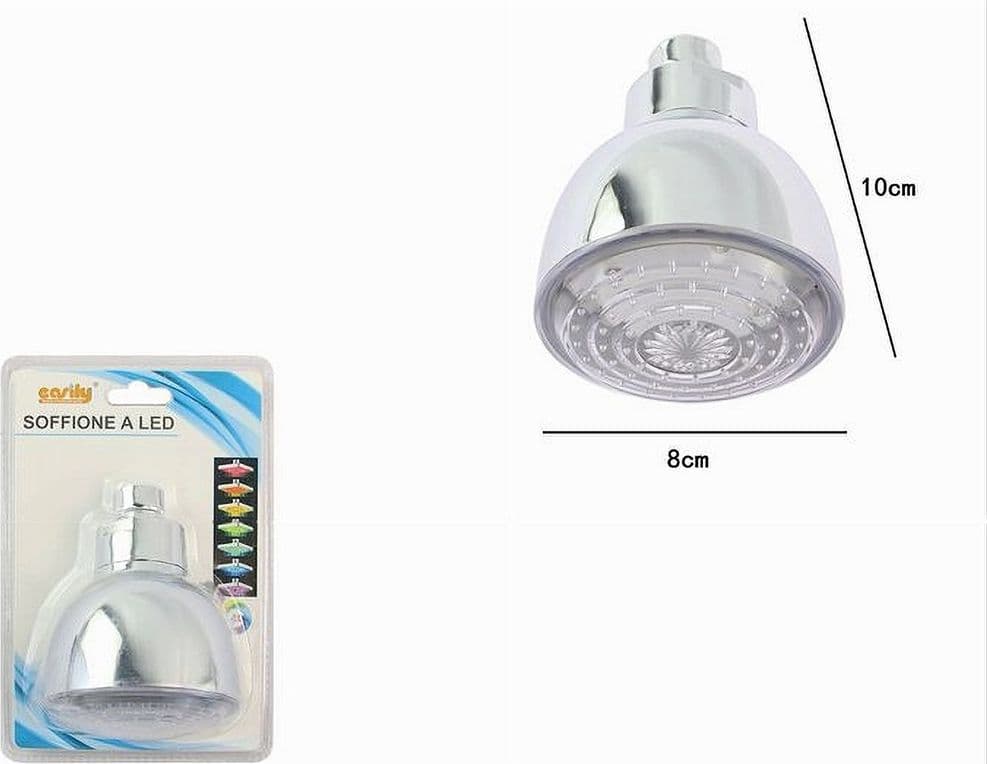 SOFFIONE DOCCIA LED ROTONDO Ø8CM CROMOTERAPIA DOCCIA EMOZIONALE MULTICOLOR 79900 - 6