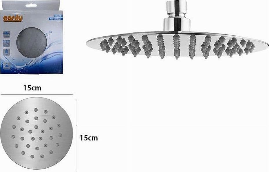 SOFFIONE DOCCIA SLIM UGELLI FORI BAGNO MISCELATORE ROTONDO 15 CM 59268 CROMATO - 2