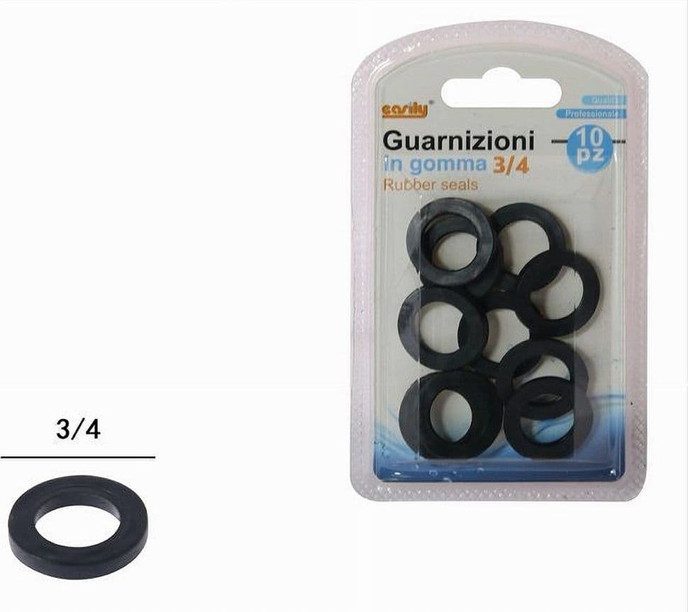 SET 10 PZ GUARNIZIONI IN GOMMA NERA 3/4 O-RING TUBO IDRAULICA ACQUA BAGNO 59117 - 3